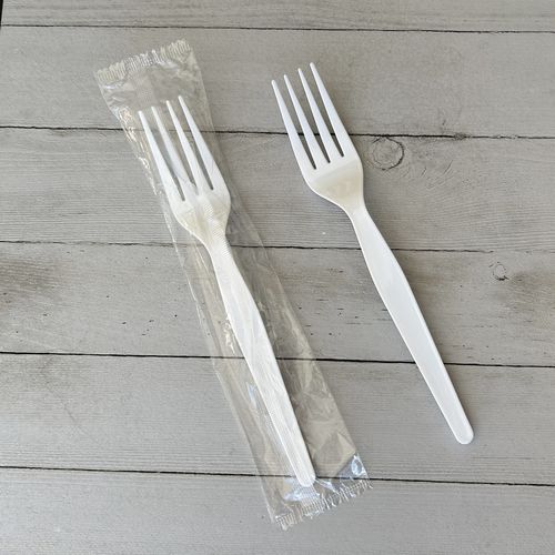 Picture of Heavyweight Wrapped Polystyrene Cutlery, Fork, White, 1,000/Carton