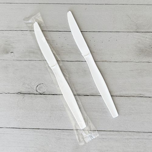 Picture of Heavyweight Wrapped Polystyrene Cutlery, Knife, White, 1,000/Carton