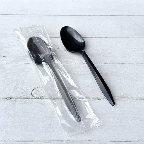 Picture of Mediumweight Polypropylene Cutlery, Teaspoon, Black, 1,000/Carton