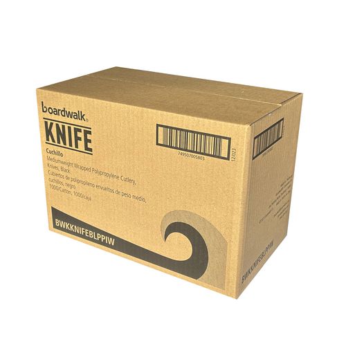 Picture of Mediumweight Wrapped Polypropylene Cutlery, Knife, Black, 1,000/Carton