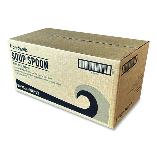 Picture of Heavyweight Polypropylene Cutlery, Soup Spoon, Black, 1,000/Carton