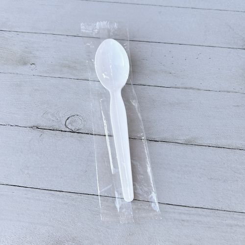 Picture of Heavyweight Wrapped Polystyrene Cutlery, Soup Spoon, White, 1,000/Carton