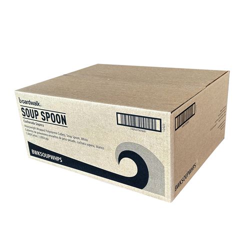 Picture of Heavyweight Wrapped Polystyrene Cutlery, Soup Spoon, White, 1,000/Carton