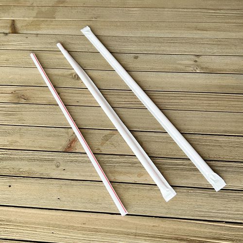 Picture of Wrapped Giant Straws, 10.25", Polypropylene, Red/White Striped, 1,200/Carton