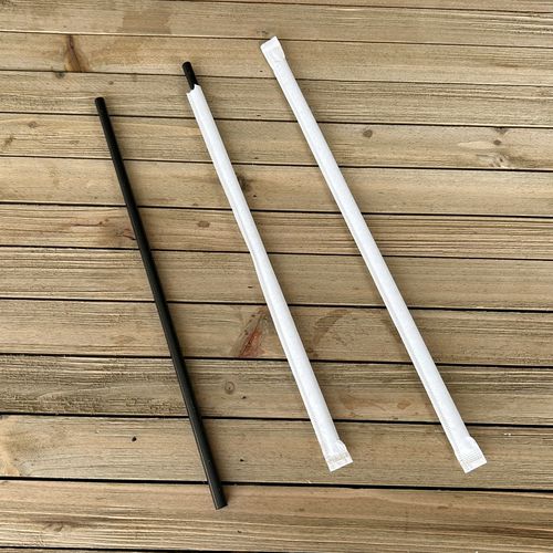 Picture of Wrapped Jumbo Straws, 10.25", Polypropylene, Black, 2,000/Carton