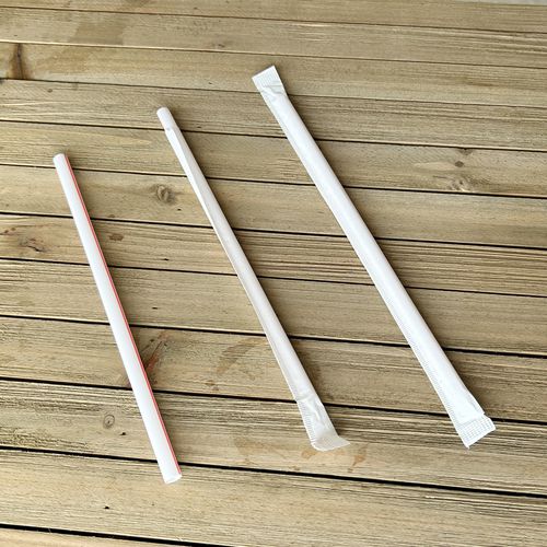 Picture of Wrapped Giant Straws, 7.75", Polypropylene, Red/White Striped, 7,200/Carton