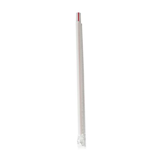 Picture of Wrapped Giant Straws, 7.75", Polypropylene, Red/White Striped, 7,200/Carton