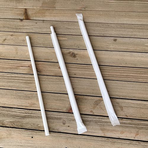 Picture of Wrapped Jumbo Paper Straws, 7.75", Paper, White, 1,280/Carton