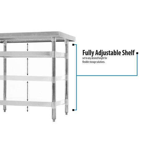 Picture of Stainless Steel Flat Top Work Tables, 36w x 30d x 36h, Silver, 2/Pallet