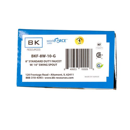 Picture of WorkForce Standard Duty Faucet, 8" Height/10" Reach, Chrome-Plated Brass