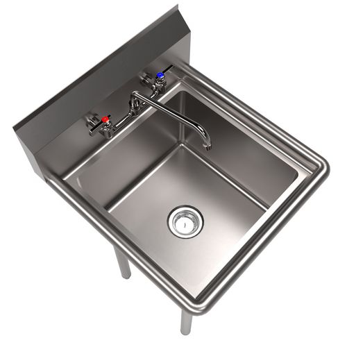 Picture of Stainless Steel Sink and Faucet Bundle, Sink/Faucet/Faucet Mounting Kit/Drain, 18" L x 18" W x 14" D