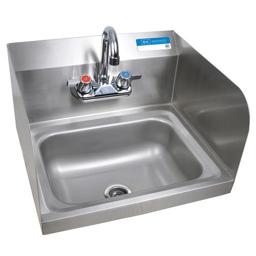 Picture of Stainless Steel Hand Sink with Side Splashes and Faucet, 14" l x 10" w x 5" h