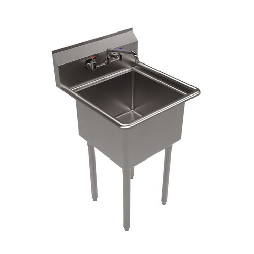 Picture of Stainless Steel Sink and Faucet Bundle, Sink/Faucet/Faucet Mounting Kit/Drain, 18" L x 18" W x 14" D