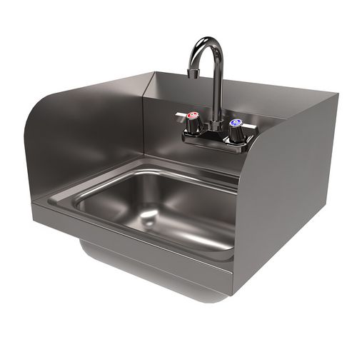 Picture of Stainless Steel Hand Sink with Side Splashes and Faucet, 14" l x 10" w x 5" h