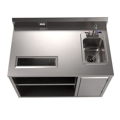 Picture of Stainless Steel Beverage Table with Right Sink, Rectangular, 30" x 48" x 41.5", Silver Top, Silver Base/Legs