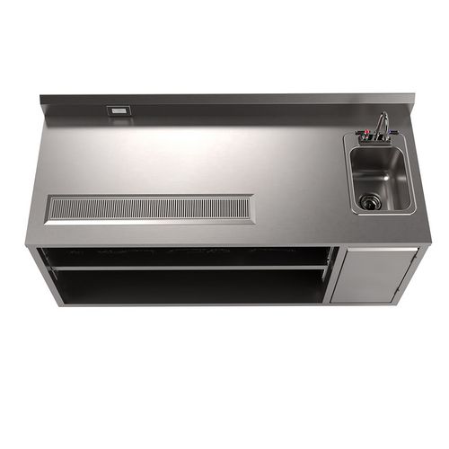 Picture of Stainless Steel Beverage Table with Right Sink, Rectangular, 30" x 72" x 41.5", Silver Top, Silver Base/Legs