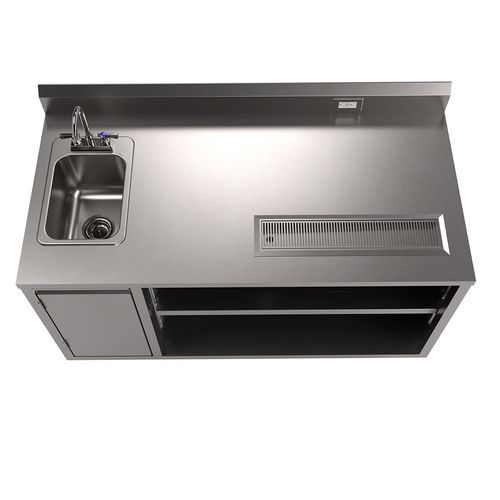 Picture of Stainless Steel Beverage Table with Left Sink, Rectangular, 30" x 60" x 41.5", Silver Top, Silver Base/Legs