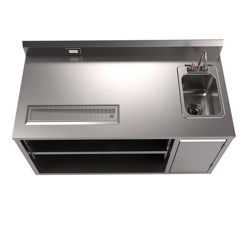 Picture of Stainless Steel Beverage Table with Right Sink, Rectangular, 30" x 60" x 41.5", Silver Top, Silver Base/Legs