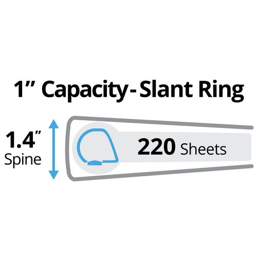 Picture of Durable View Binder with DuraHinge and Slant Rings, 3 Rings, 1" Capacity, 11 x 8.5, White, 12/Carton