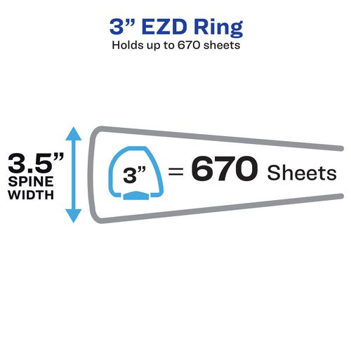 Picture of Heavy-Duty View Binder with DuraHinge and Locking One Touch EZD Rings, 3 Rings, 3" Capacity, 11 x 8.5, Red, 4/Carton