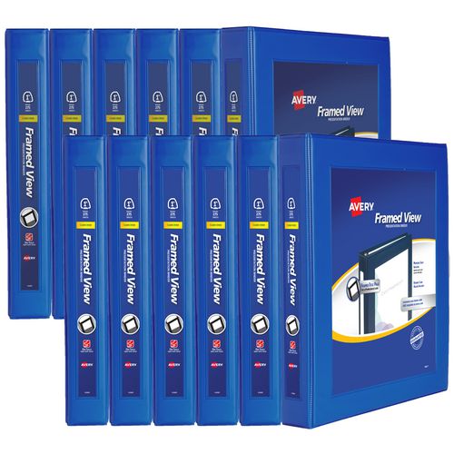 Picture of Framed View Heavy-Duty Binders, 3 Rings, 1" Capacity, 11 x 8.5, Navy Blue, 12/Carton