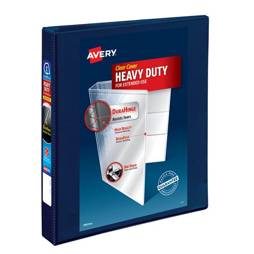 Picture of Heavy-Duty View Binder with DuraHinge and One Touch EZD Rings, 3 Rings, 1" Capacity, 11 x 8.5, Navy Blue, 12/Carton