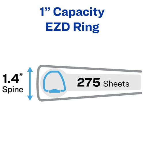 Picture of Heavy-Duty View Binder with DuraHinge and One Touch EZD Rings, 3 Rings, 1" Capacity, 11 x 8.5, Navy Blue, 12/Carton