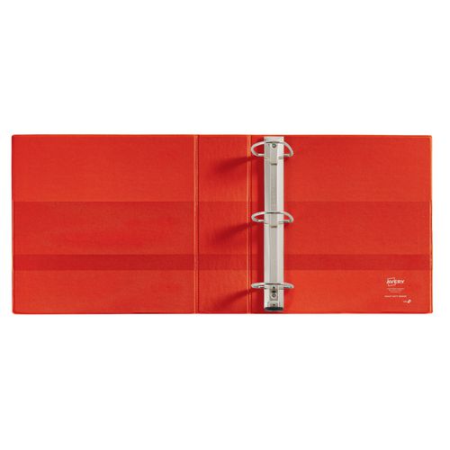 Picture of Heavy-Duty View Binder with DuraHinge and Locking One Touch EZD Rings, 3 Rings, 3" Capacity, 11 x 8.5, Red, 4/Carton