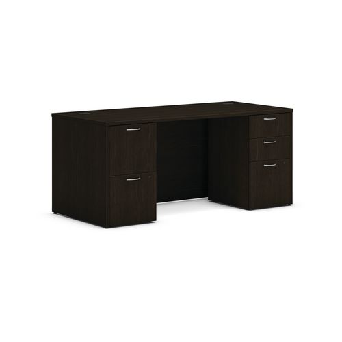 Picture of Mod Double Pedestal Desk Bundle, 66" x 30" x 29", Java Oak