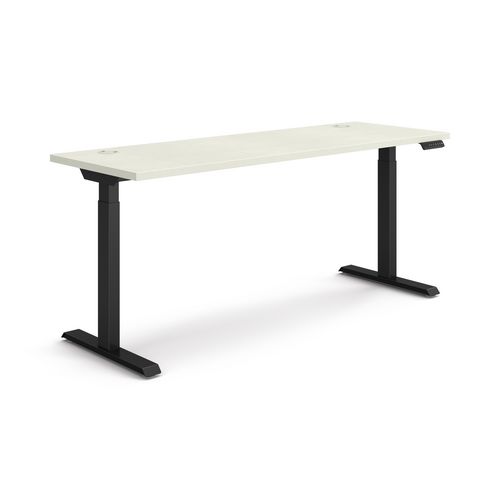 Picture of Coordinate Height Adjustable Desk Bundle 2-Stage, 70" x 22" x 27.75" to 47", Silver Mesh\Black