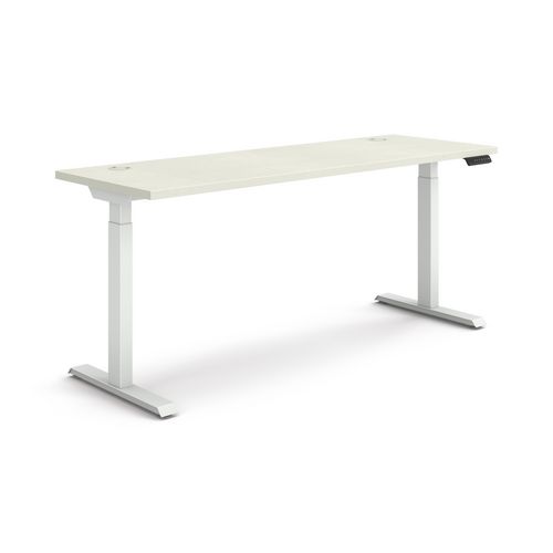 Picture of Coordinate Height Adjustable Desk Bundle 2-Stage, 70" x 22" x 27.75" to 47", Silver Mesh/Designer White
