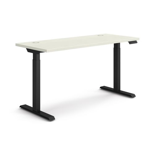 Picture of Coordinate Height Adjustable Desk Bundle 2-Stage, 58" x 22" x 27.75" to 47", Silver Mesh\Black