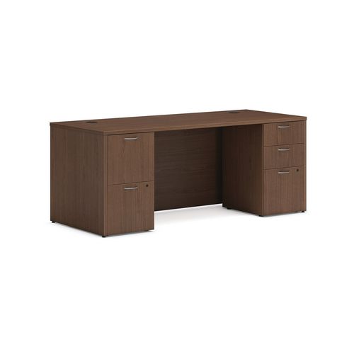 Picture of Mod Double Pedestal Desk Bundle, 72" x 30" x 29", Sepia Walnut