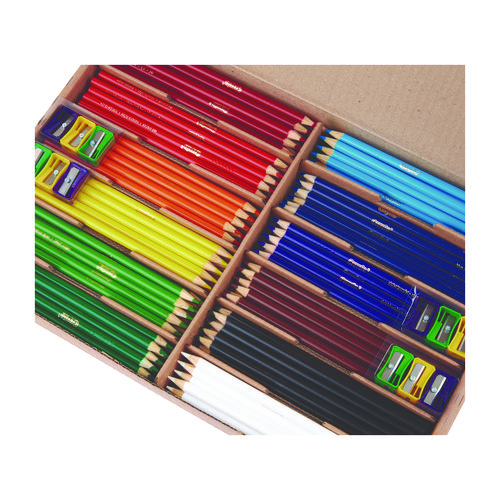 Picture of Color Pencil Classpack Set with (240) Pencils and (12) Pencil Sharpeners, Assorted Lead and Barrel Colors, 240/Pack