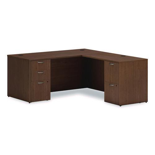 Picture of Mod L-Station Double Pedestal Desk Bundle, 66" x 72" x 29", Sepia Walnut