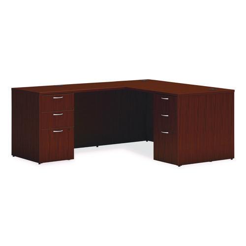 Picture of Mod L-Station Double Pedestal Desk Bundle, 60" x 72" x 29", Traditional Mahogany