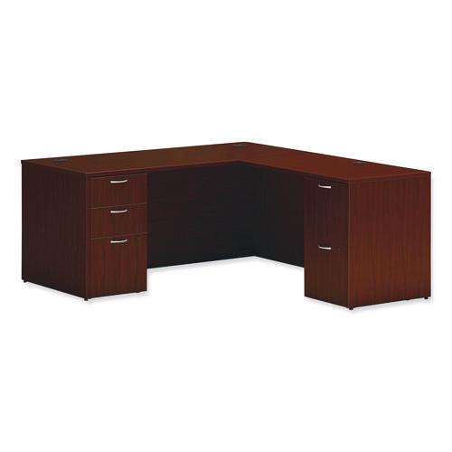 Picture of Mod L-Station Double Pedestal Desk Bundle, 66" x 72" x 29", Traditional Mahogany