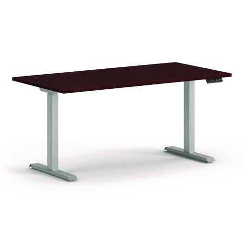 Picture of Mod Height Adjustable Desk Bundle, 60" x 30" x 27.5" to 47.75",  Traditional Mahogany/Silver