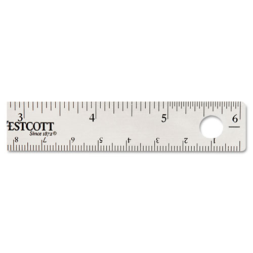 Picture of Stainless Steel Office Ruler With Non Slip Cork Base, Standard/Metric, 6" Long
