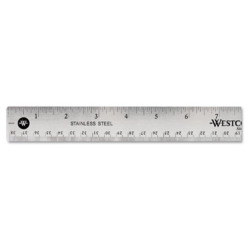 Picture of Stainless Steel Office Ruler With Non Slip Cork Base, Standard/Metric, 15" Long