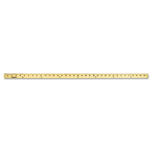 Picture of Wood Yardstick with Metal Ends, 36" Long. Clear Lacquer Finish