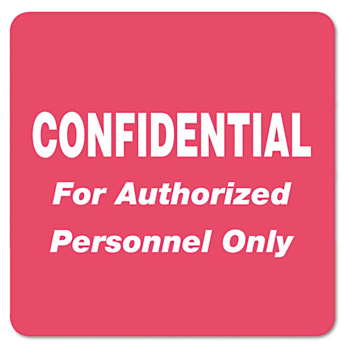 Picture of HIPAA Labels, CONFIDENTIAL For Authorized Personnel Only, 2 x 2, Red, 500/Roll