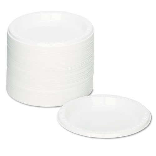 Picture of Plastic Dinnerware, Plates, 7" dia, White, 125/Pack