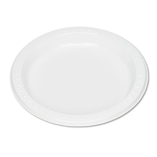 Picture of Plastic Dinnerware, Plates, 7" dia, White, 125/Pack