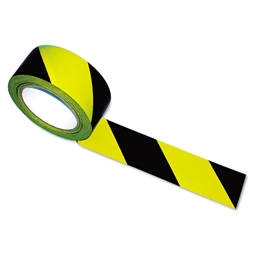 Picture of Hazard Marking Aisle Tape, 2" x 108 ft, Black/Yellow