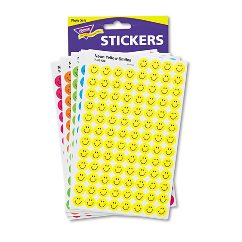 Picture of SuperSpots and SuperShapes Sticker Variety Packs, Neon Smiles, Assorted Colors, 2,500/Pack