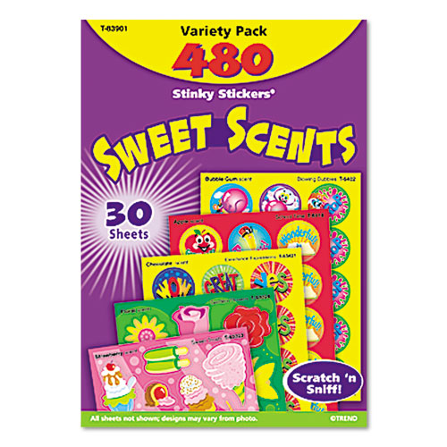 Picture of Stinky Stickers Variety Pack, Sweet Scents, Assorted Colors, 483/Pack