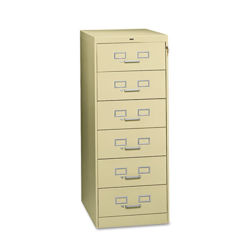 Picture of Six-Drawer Multimedia/Card File Cabinet, Putty, 21.25" x 28.5" x 52"