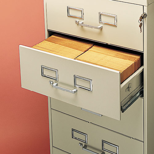 Picture of Six-Drawer Multimedia/Card File Cabinet, Putty, 21.25" x 28.5" x 52"