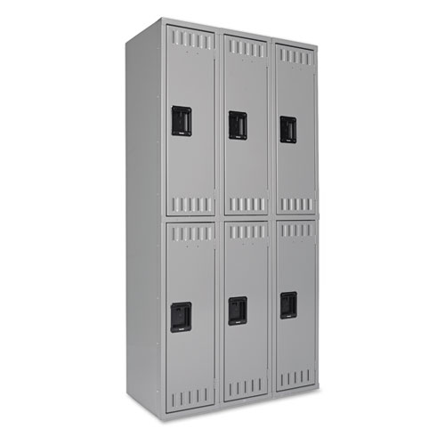 Picture of Double Tier Locker, Triple Stack, 36w x 18d x 72h, Medium Gray
